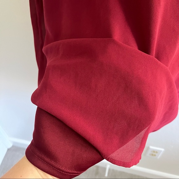 Lulus • Shifting Dears Maroon Long Sleeve Dress - Picture 4 of 5